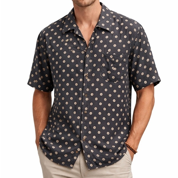 Tommy Bahama Other - Tommy Bahama Silk Button Up Shirt Mens Large Gray Geometric Circle Camp Resort